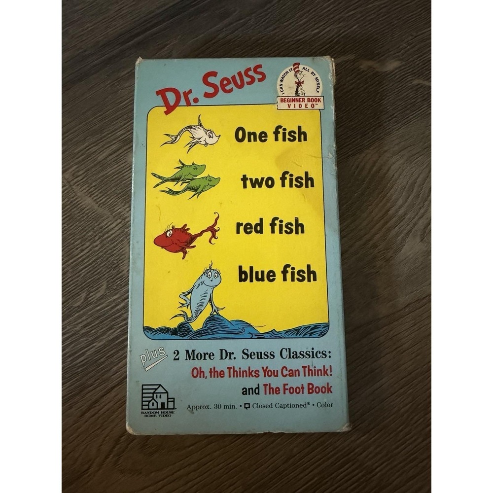 Dr. Seuss VHS 1989 Tape Beginner Book Video One Fish Two Fish Red Fish Blue Fish